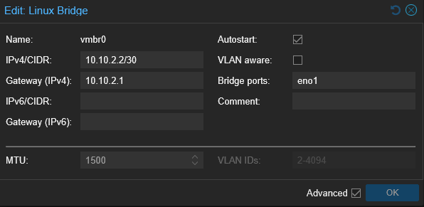 Bridge 0 Config